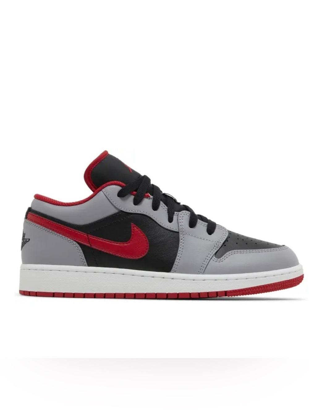 Nike Jordan 1 Low Top Sneaker - Gray/Black/Red Boys 4.5